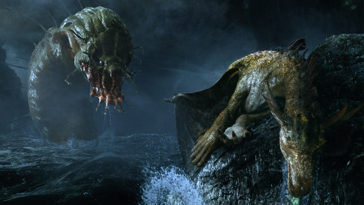 Aslan and the Dragon from Chronicles of Narnia Voyage of the Dawn